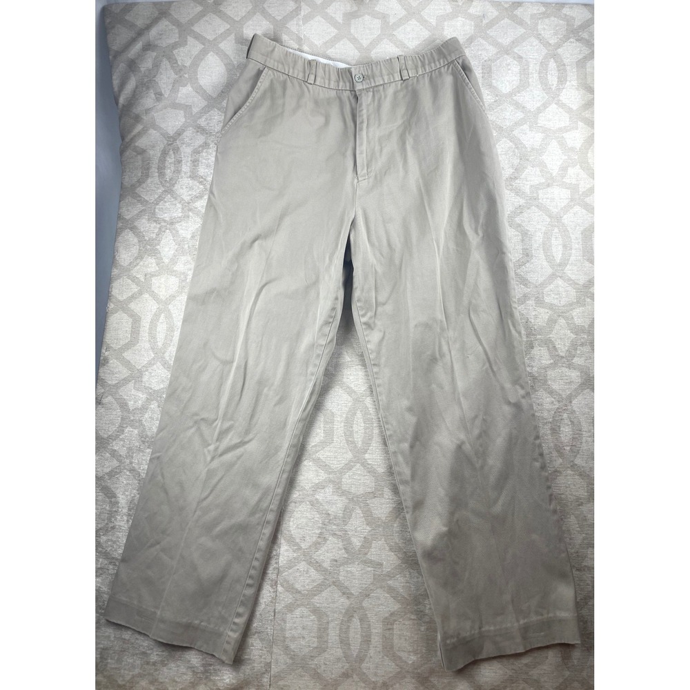 LL Bean Sportif USA Womens 14 Khaki Excellent Elastic Waist Twill Pants USA Made - Picture 8 of 9
